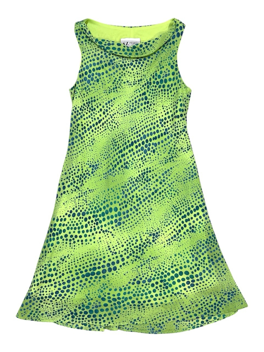 Retro 90s Green Polka Dot Midi Dress